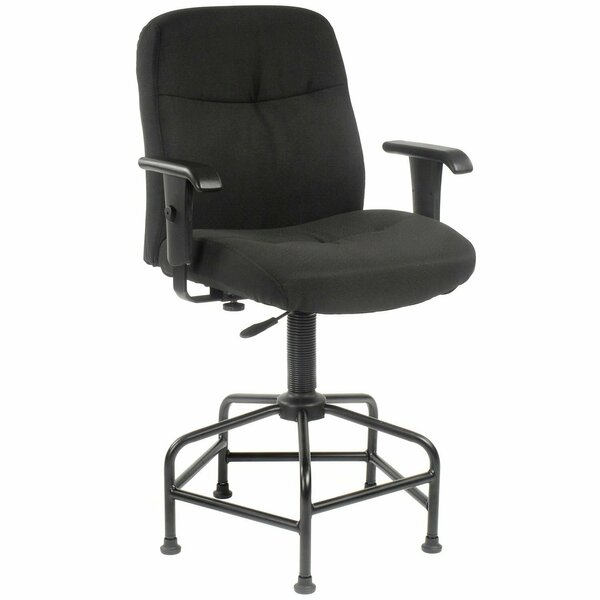 Interion By Global Industrial Interion Big & Tall Stool with Adjustable Arms, Fabric, Black 506554